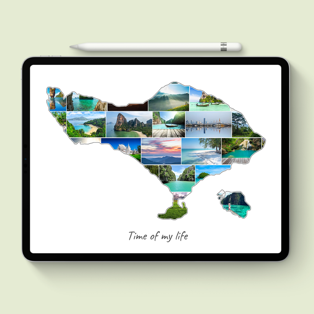 A Bali-Collage as digital file on iPad