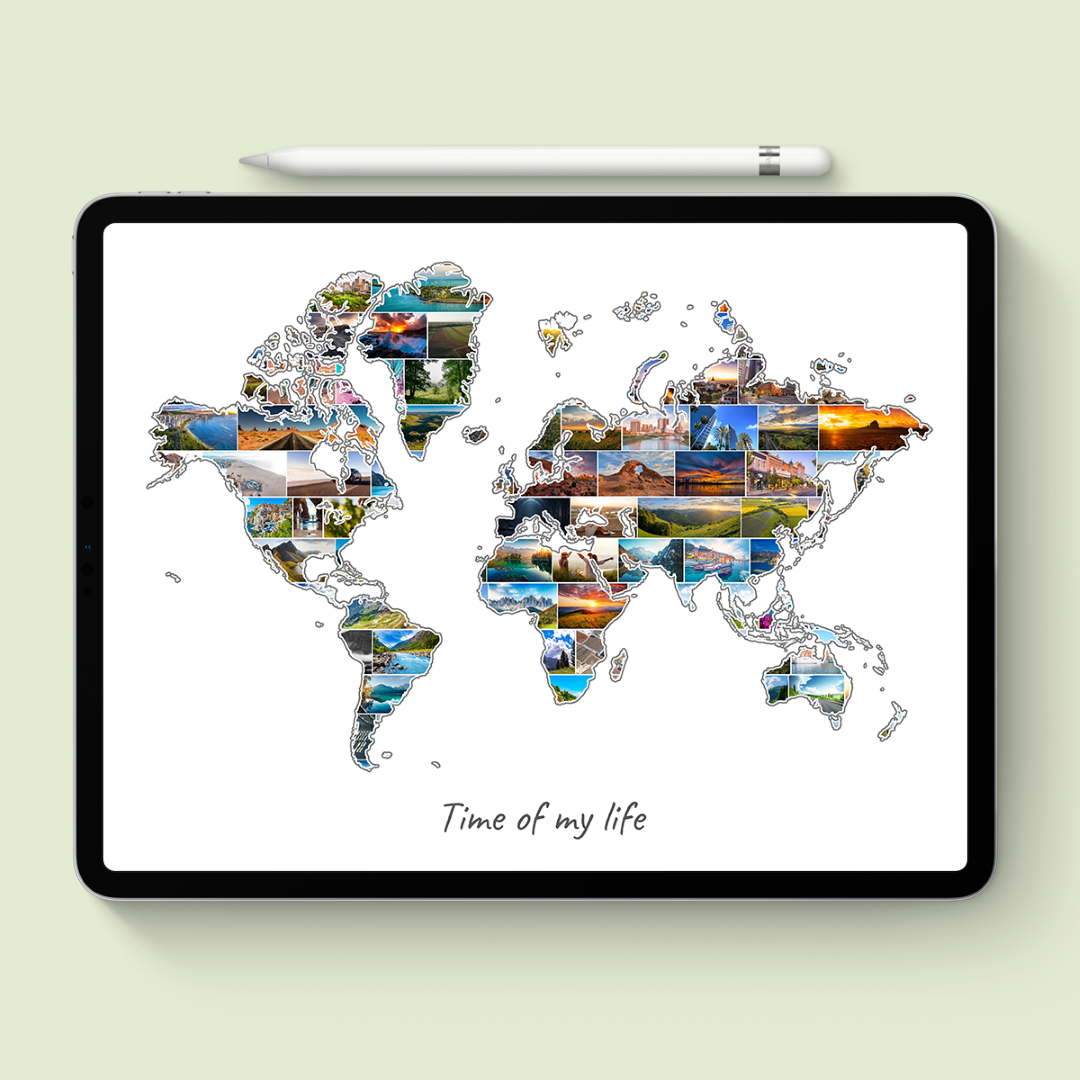 A World-Collage as digital file on iPad
